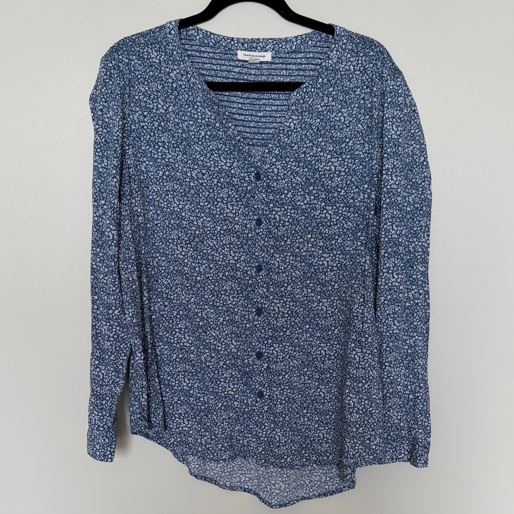 beachlunchlounge Navy Floral Button Down Shirt